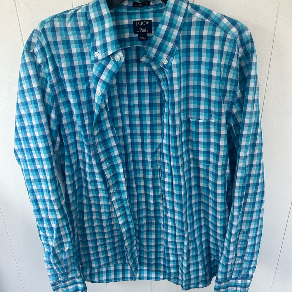 J.Crew Blue and White Plaid Shirt